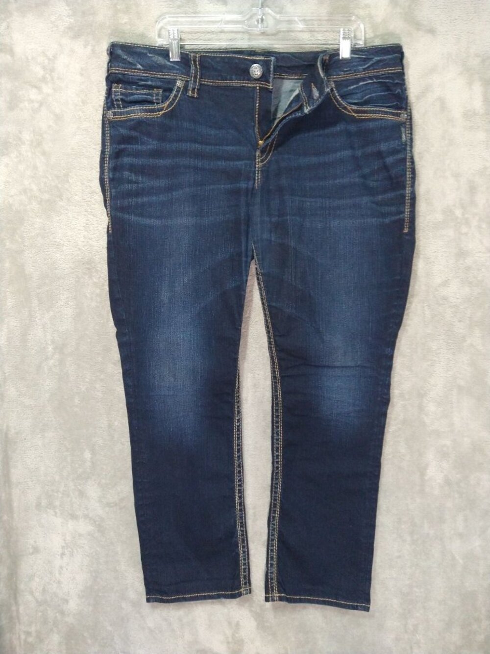 Silver Jeans Womens 16x30 Blue Fluid Denim Suki Straight Dark Wash Mid Rise
